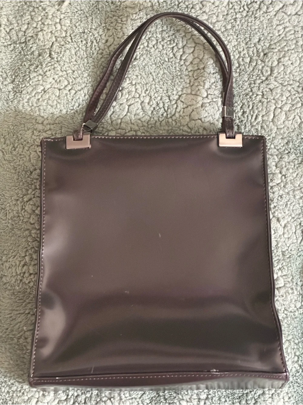 Esprit Vintage Women's Dark Plum mini patent leather Tote Bag